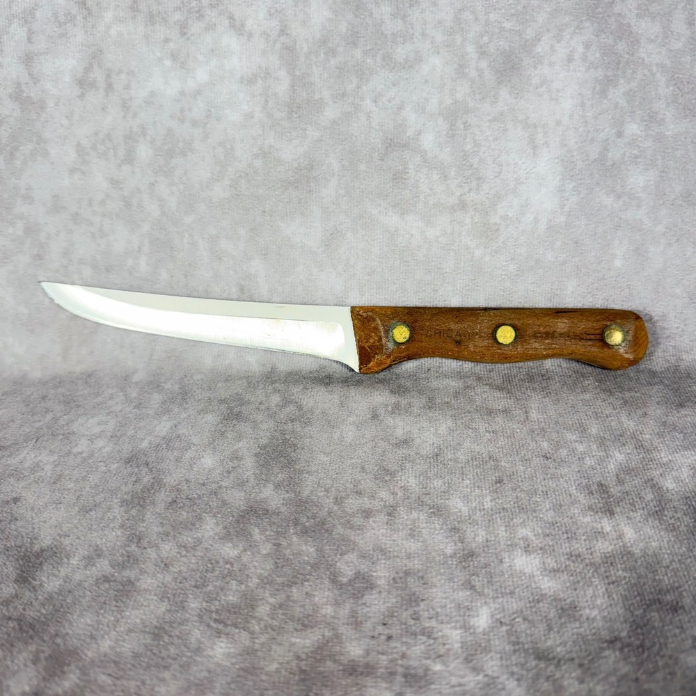 Vtg Chicago Cutlery Utility Boning Knife Wood Handle 5" Blade USA Kitchen Fish